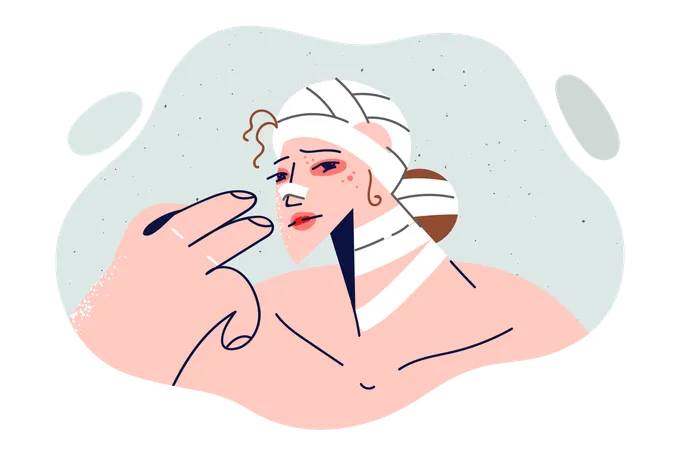 Woman got nose injury  Illustration