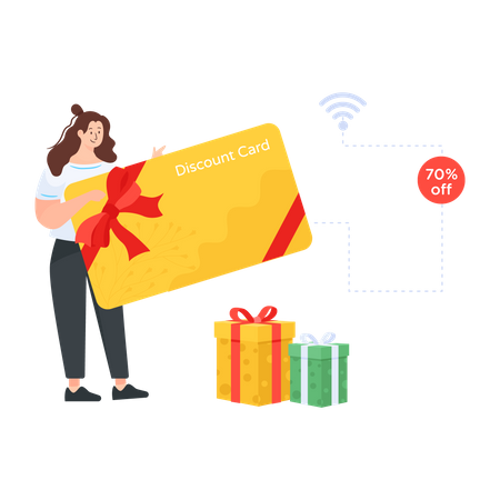 Woman got payment discount coupon  Illustration