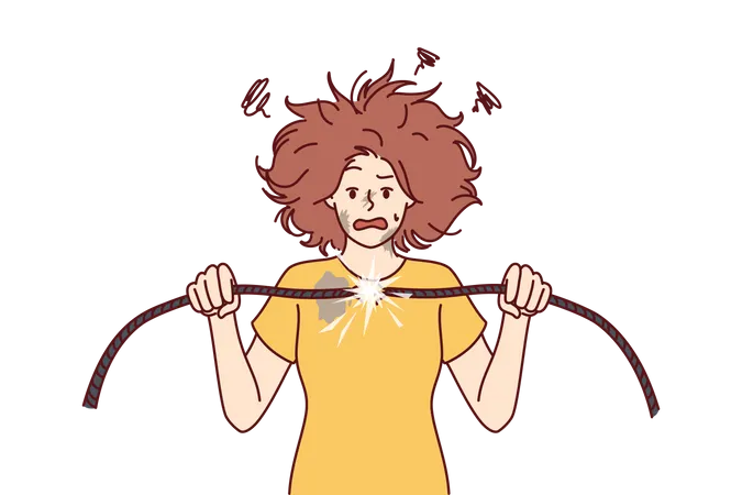 Woman got shock from open wire end  Illustration