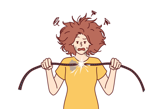 Woman got shock from open wire end  Illustration