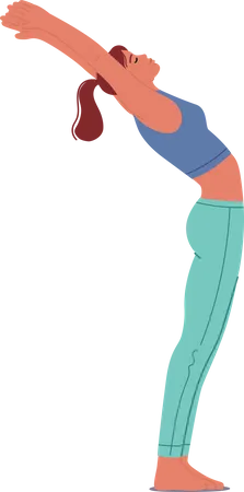 Woman Gracefully Performing Ardhachakrasana Also Known As The Half Wheel Pose Bending Backwards With Arms Raised Creating A Beautiful Arc Shape With Her Body Cartoon People Vector Illustration Illustration