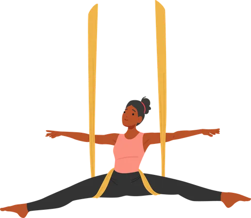 Woman Gracefully Performs Aerial Yoga  Illustration