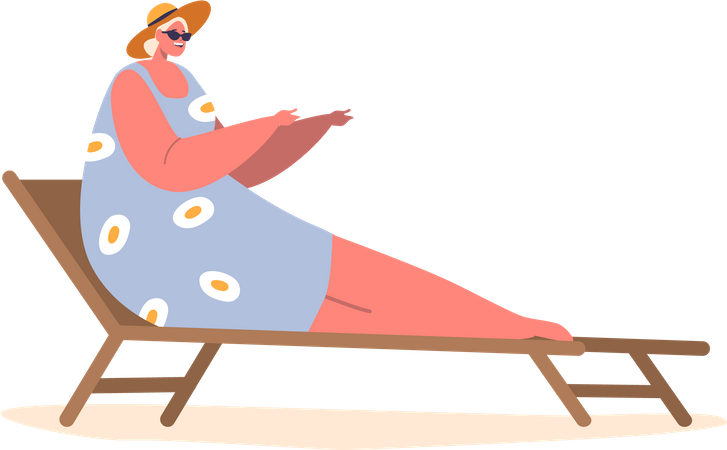 Woman gracefully reclines on luxurious daybed  Illustration