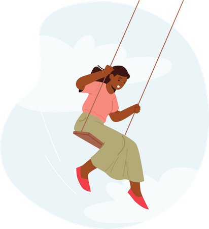 Woman Gracefully Sways On Swing  Illustration