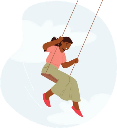 Woman Gracefully Sways On Swing  Illustration