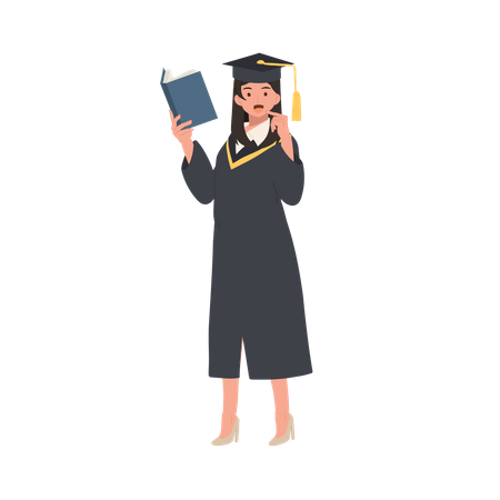 Woman Graduate Holding a Book  Illustration
