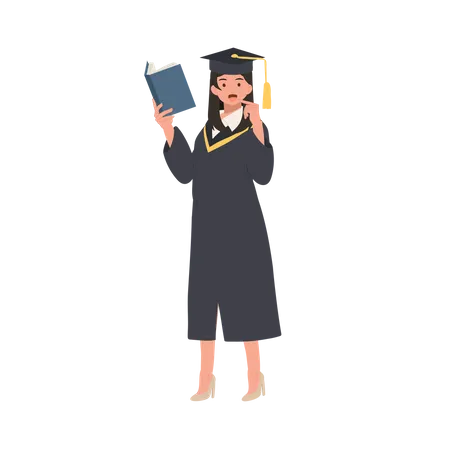 Woman Graduate Holding a Book  Illustration