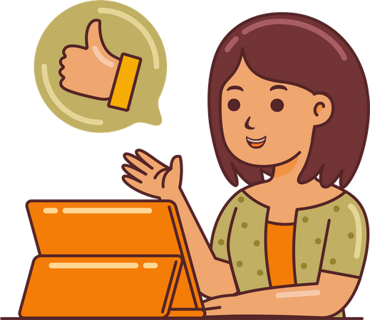 Woman graphic designer showing thumbs up  Illustration