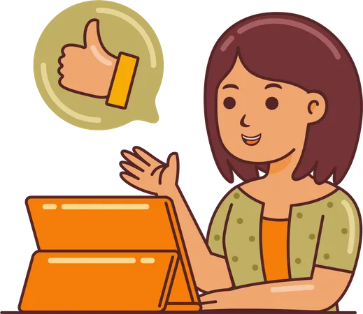 Woman graphic designer showing thumbs up  Illustration
