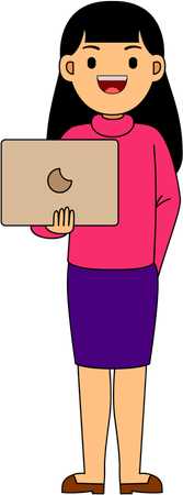 Woman Graphic Designer standing with laptop  Illustration