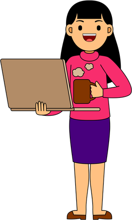 Woman Graphic Designer working in office  Illustration