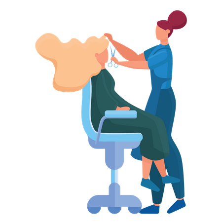 Woman hair dresser cutting hair Illustration
