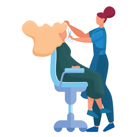 Woman hair dresser cutting hair  Illustration