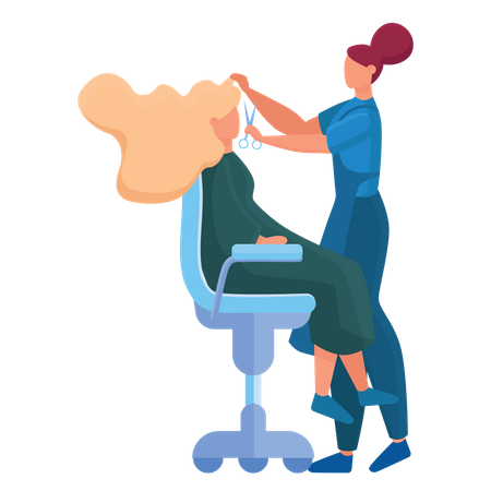 Woman hair dresser cutting hair  Illustration