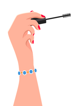 Woman hand holding mascara  Illustration
