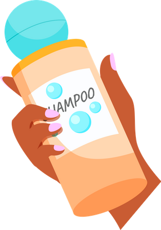 Woman hand holding shampoo bottle  Illustration