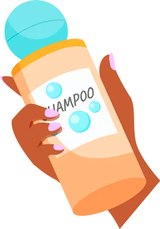 Tanned Woman Hand Holding A Bottle Of Shampoo With Pink Polished Nails Hair Cleansing Icon Cartoon Shampoo Container Hair Cleaner For A Beauty Salon Or Hairdresser Flat Illustration On White Illustration