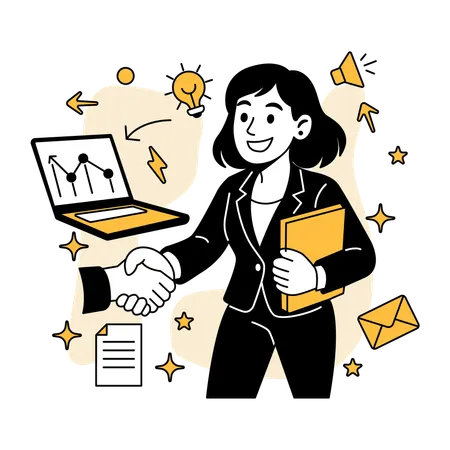 Woman Handshaking Business Partner  Illustration