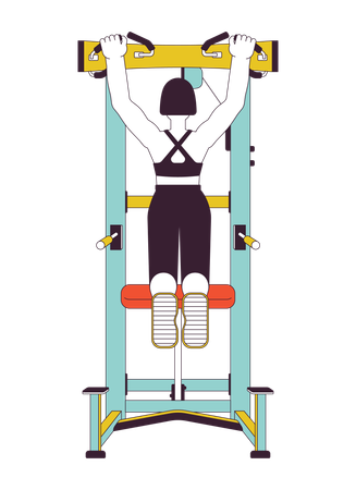 Woman hanging from pullup bar  Illustration