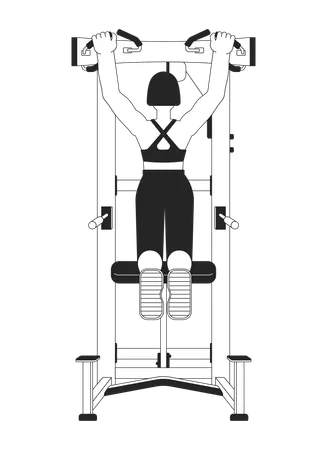 Woman hanging from pullup bar  Illustration