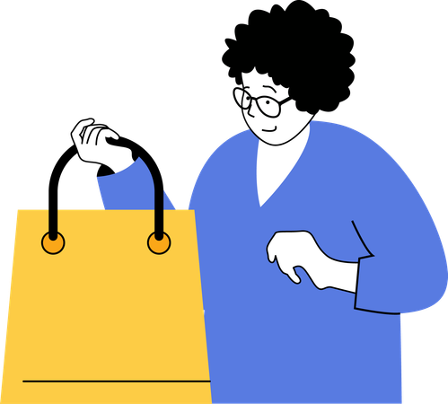 Woman happily doing shopping  Illustration