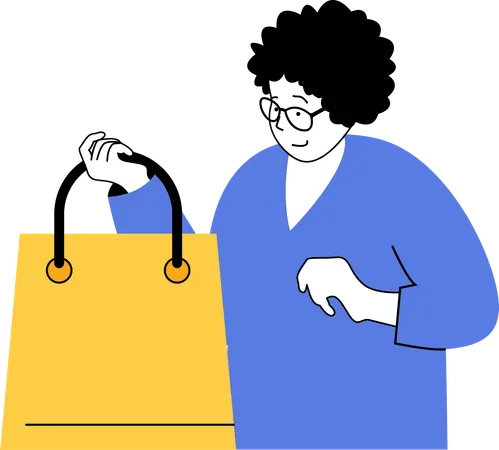 Woman happily doing shopping  Illustration