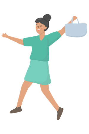 Woman happy after shopping Illustration