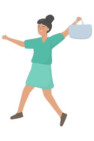 Woman happy after shopping  Illustration