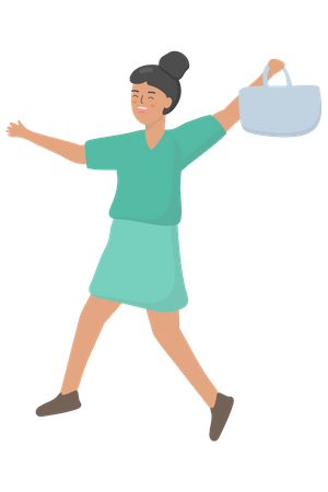 Woman happy after shopping  Illustration