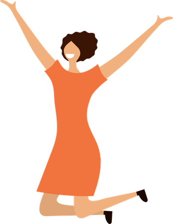 Woman Happy Jumping  Illustration