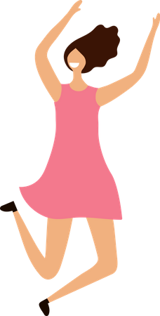Woman Happy Jumping  Illustration
