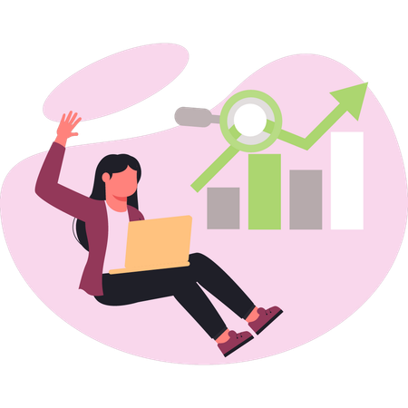 Woman happy with business growth graph  Illustration