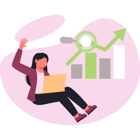 Woman happy with business growth graph  Illustration