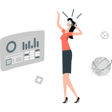 Woman happy with business strategy  Illustration