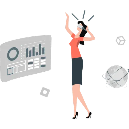 Woman happy with business strategy  Illustration