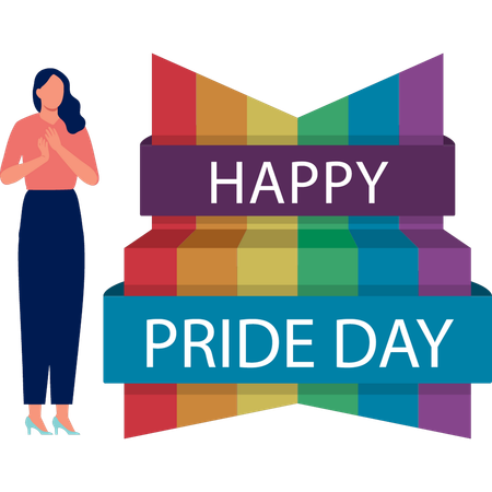 Woman happy with celebration of pride day  Illustration