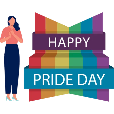 Woman happy with celebration of pride day  Illustration