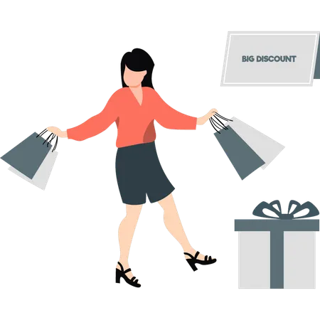 Woman happy with shopping  Illustration