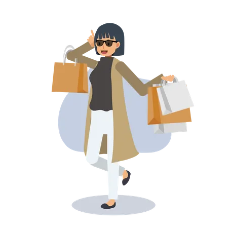 Woman happy with shopping  Illustration