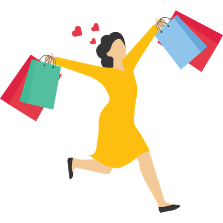 Woman happy with shopping  Illustration