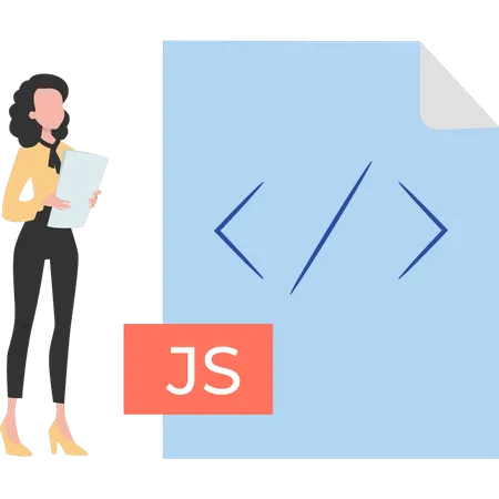 The Girl Has A JS File Illustration
