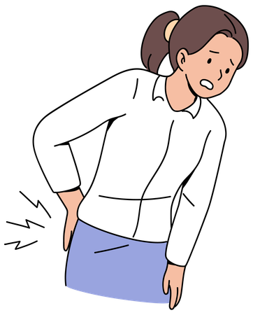 Woman has back pain  Illustration