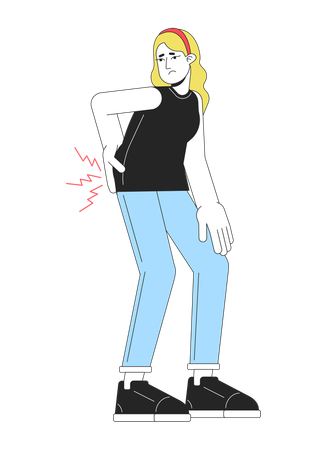 Woman has back pain  Illustration