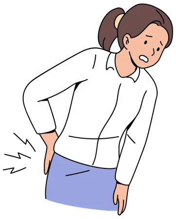 Woman has back pain  Illustration