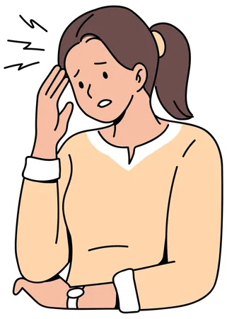 Woman has head pain  Illustration