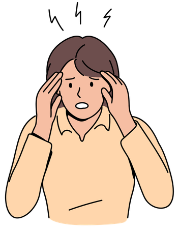 Woman has head pain  Illustration