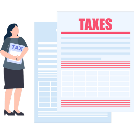 Woman has tax document  Illustration