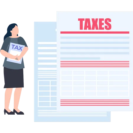 Woman has tax document  Illustration