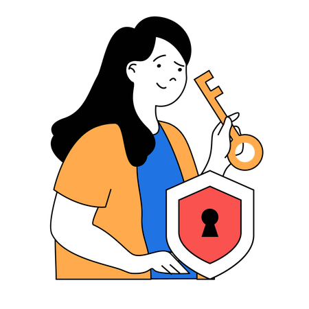 Woman have access to web lock  Illustration