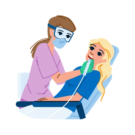 Care Dental Hygienist Teeth Vector Clinic Visit Doctor Woman Hospital Orthodontic Care Dental Hygienist Teeth Character People Flat Cartoon Illustration Illustration